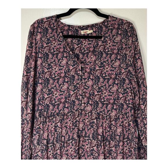 Faherty Isabella Long Sleeve Tiered Midi Dress Fiona Block Print Sz Medium NWOT - Picture 4 of 16